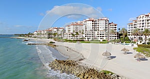 Aerial video Fisher Island Miami Beach 5k circa 2024
