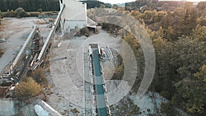 Aerial Video of a Gravel Pit with Pond - Aerial View Drone - Gravel Plant Quarry - Gravel Industry Factory abandoned