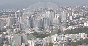 Aerial video of Lima Peru, crowded city with buildings.