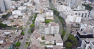 Aerial video of Lima Peru. San Isidro district.