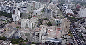 Aerial video of Lima Peru. San Isidro district.