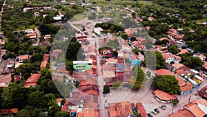 Aerial video of main road of Caete Acu in Chapada Diamantina area Brazil