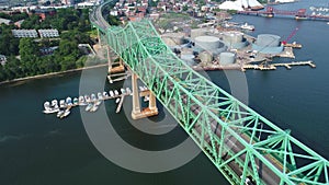 Aerial video Maurice J. Tobin Memorial Bridge 4k