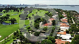 Aerial video Normandy Shores Miami Beach residential neighborhood 4k