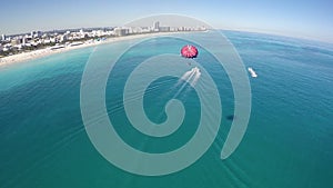 Aerial video parasail Miami Beach