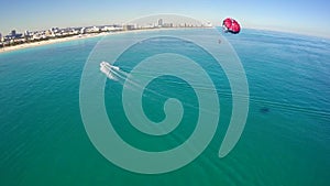 Aerial video parasail Miami Beach