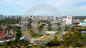 Aerial video Payne Park Downtown Sarasota FL