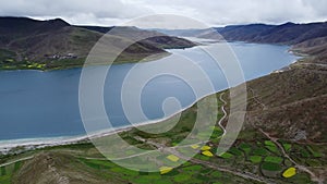 Aerial video of Ranwu Lake, Tibet, China