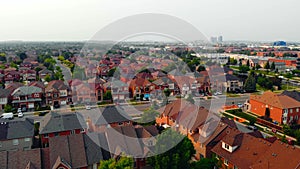 Aerial video for real estate agency: American suburb, showcasing property for sale. Ideal for real estate sales