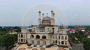 Aerial video recording the beauty of the main building of the Al-Aqsa mosque in Klaten Yogyakarta Indonesia