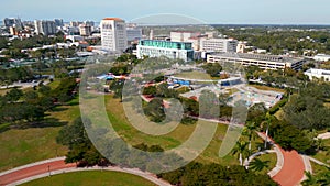 Aerial video Sarasota Payne Park and municipal government buildings