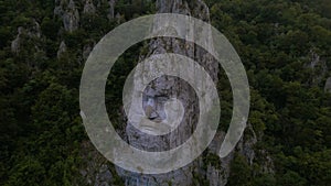 Aerial video of the statue of Decebal