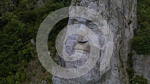 Aerial video of the statue of Decebal