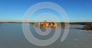 Aerial video of Trakai old castle