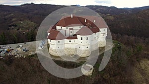 Aerial video of Veliki Tabor Castle, Zagorje, Zagreb, Croatia