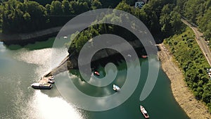 Aerial video of Vidraru dam, in Romania