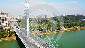 Aerial video of Wuxiang Bridge in Nanning, Guangxi, China