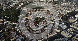 Aerial Viev. Old City Lviv, Ukraine. Town Hall, Ratush