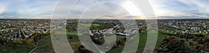 Aerial view 360 panorama London cityscape with residential neighborhood