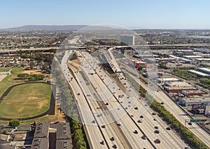 Aerial view of the 405 and 105 freeways Los Angeles