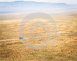 Aerial view of 4WD automobile
