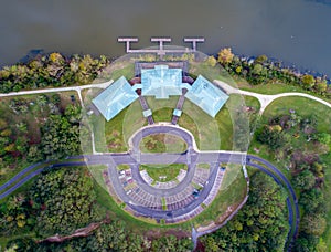 Aerial view of 5 Rivers Delta resource center in Spanish Fort, Alabama