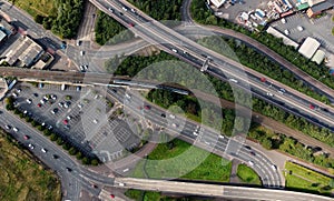 Aerial view of A2 Sydenham Bypass in Belfast City Northern Ireland