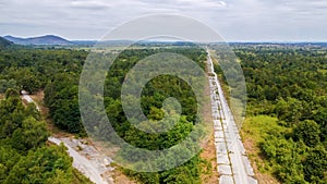 aerial view of abandoned airstrips from Å½eljava underground air base