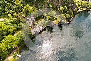 Aerial view of abandoned Fornaci of CaldÃÂ¨, located on the coast of Lake Maggiore, Italy photo
