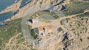 Aerial View of the Abandoned House on Top Cliff