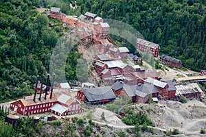 Aerial view of the abandoned Kennecott Mine in McCarthy Alaska photo