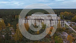 Aerial View of Abandoned Military Ghost Town Irbene in Latvia.