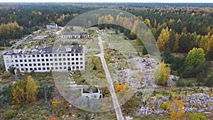 Aerial View of Abandoned Military Ghost Town Irbene in Latvia.