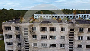 Aerial View of Abandoned Military Ghost Town Irbene in Latvia.