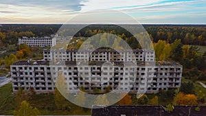Aerial View of Abandoned Military Ghost Town Irbene in Latvia.