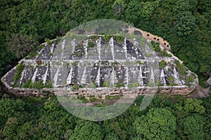 Aerial view on abandoned Military Tarakaniv Fort Dubno Fort, New Dubno Fortress - a defensive structure of 19th century in