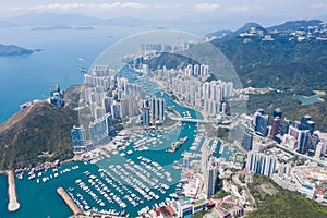 Aerial view of Aberdeen, Hong Kong, daytime, outdoor