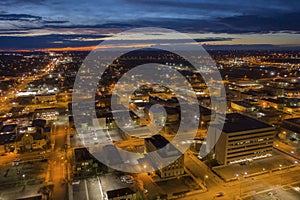 Aerial View of Aberdeen, South Dakota at Dusk