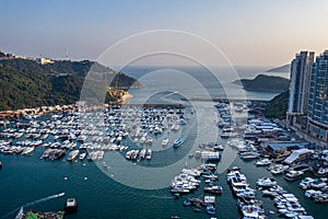 Aerial view of Aberdeen Typhoon Shelters, Hong Kong