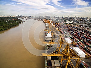 Aerial View Above Bangkok Dockyard