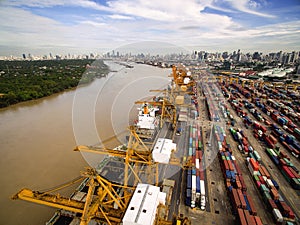 Aerial View Above Bangkok Dockyard