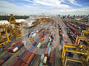 Aerial View Above Bangkok Dockyard