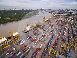 Aerial View Above Bangkok Dockyard