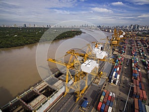 Aerial View Above Bangkok Dockyard