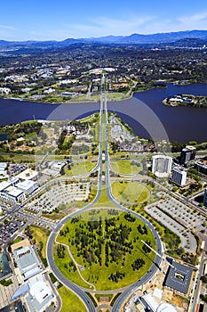 Aerial view above Canberra
