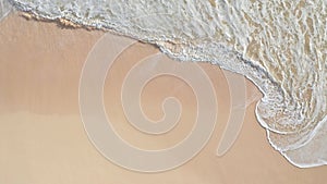 Aerial view from above down Drone shot. Beautiful tropical beach sea with white sand. Top view. Empty and clean beach in