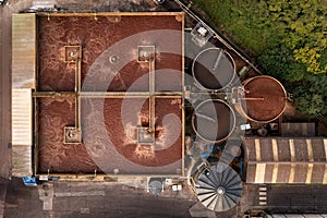 Aerial view above large silos rendering animal waste from slaughterhouses photo