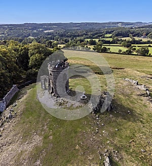 An aerial view above Old John folly in Bradgate Park, Leicestershire, UK