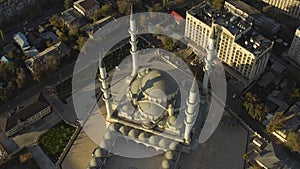 Aerial view from above of the Republican Central Mosque named after Imam Al Sarakhsi.