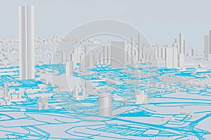 Aerial view-abstract futuristic mega city landscape and metropolis,architecture building and skyscraper,image 3D rendering